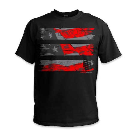 Safetyshirtz Stealth Old Glory Reflective High Visibility Tee, Black, L 61060501L